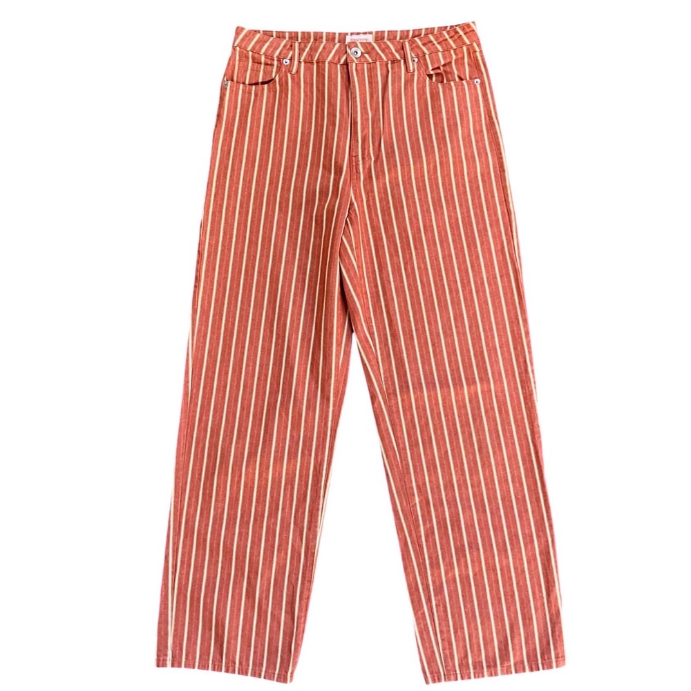 Brixton Vancouver Terracotta Stripe Wide Leg High Rise Pants Women Size 30